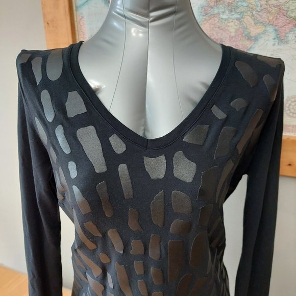 Eva Kayan Faux Leather Animal Print Long Sleeve Top (EU-40,US-30,M) - Picture 2 of 11